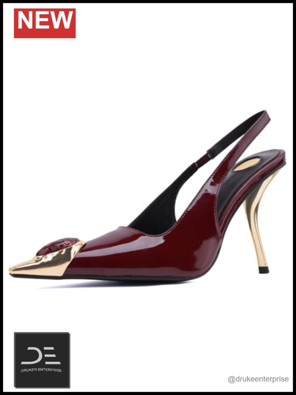 Slingback Heels Women Pointed Toe Backless Stiletto 4" Stretch Slip On Patent